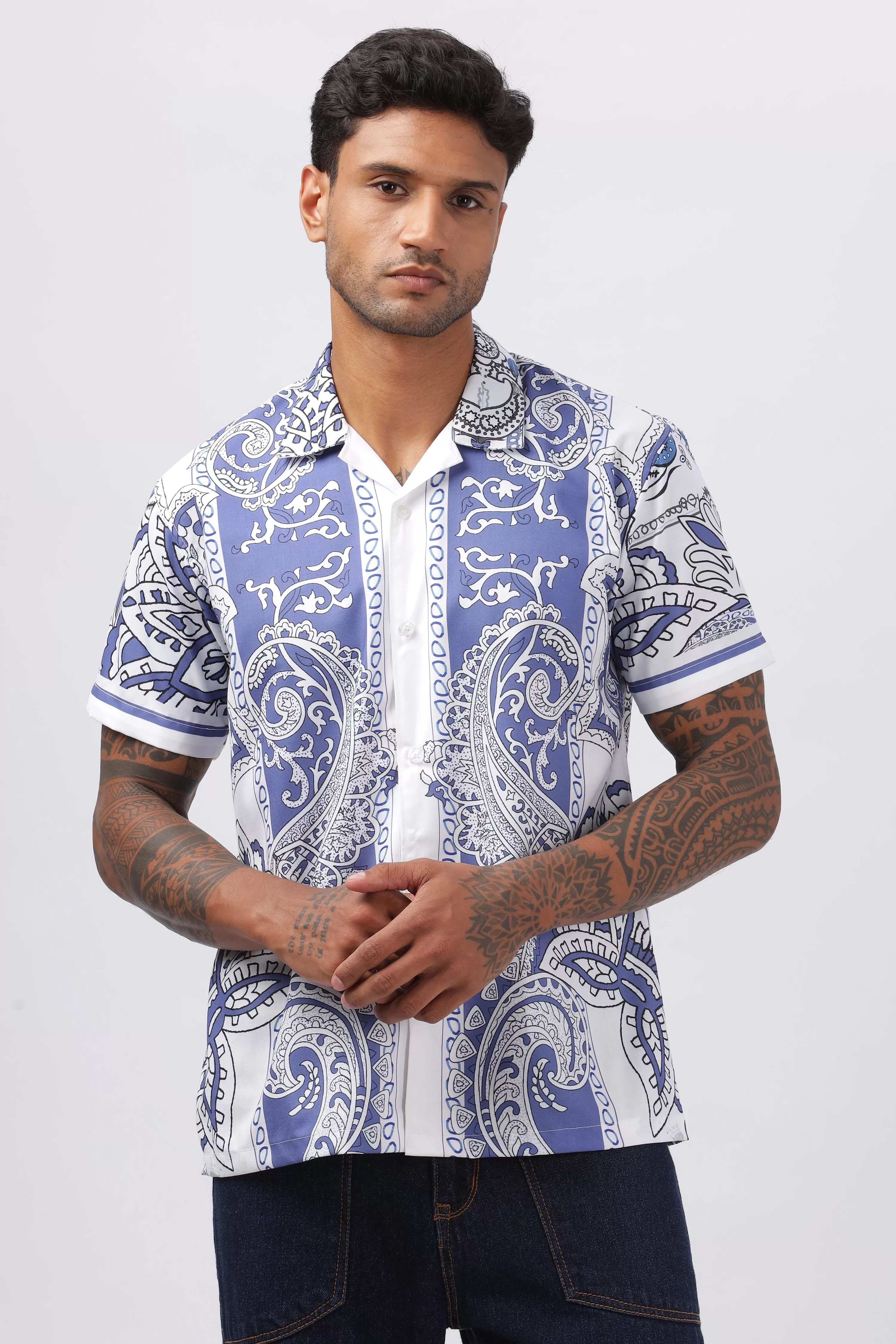 Paisley court printed short sleeve shirt for men