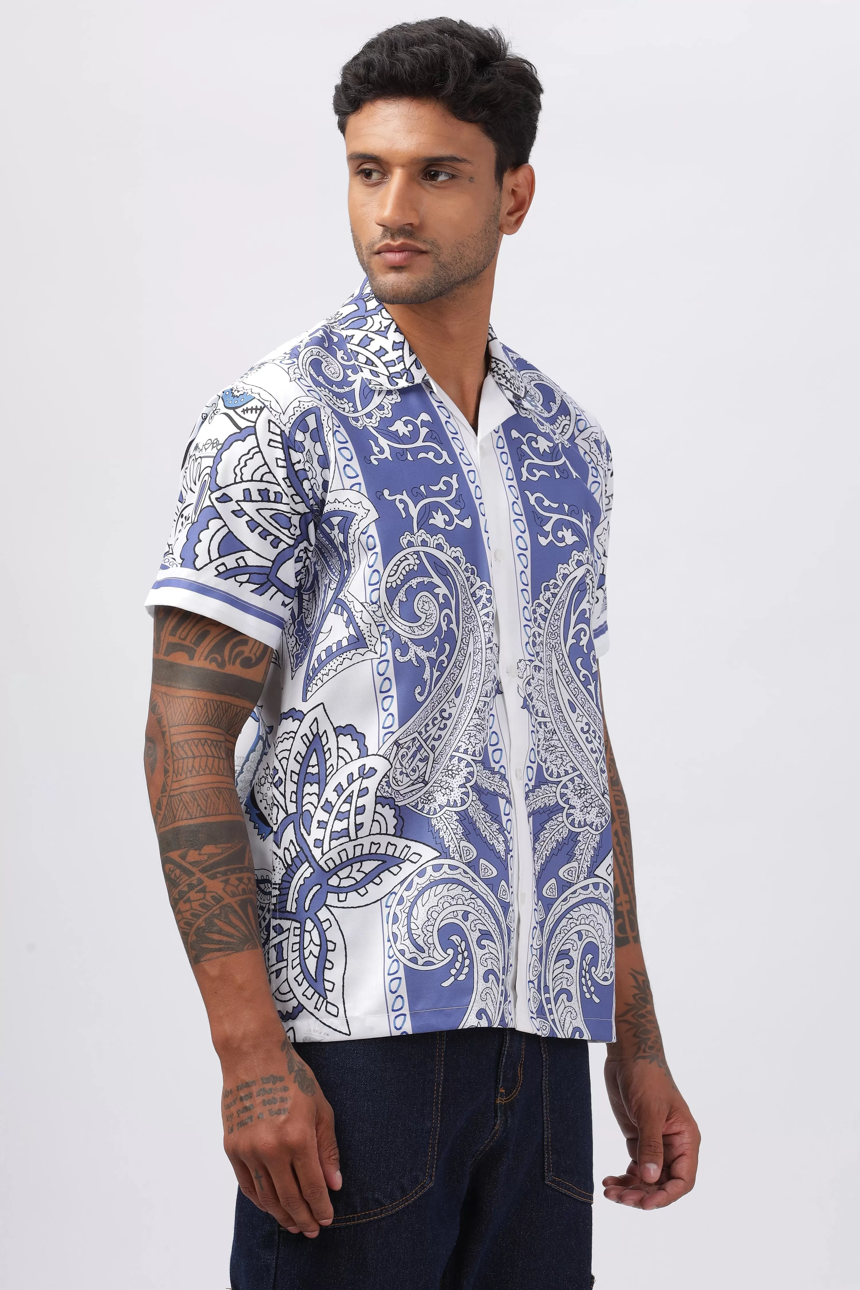 Paisley court printed short sleeve shirt for men