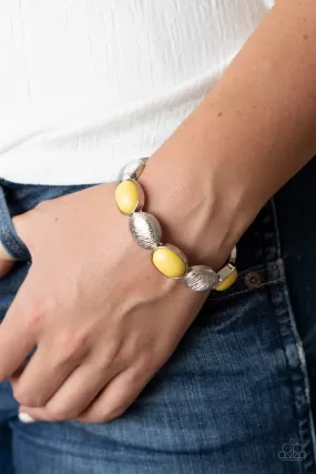 Paparazzi Bracelet ~ Decadently Dewy - Yellow Stretchy Bracelet