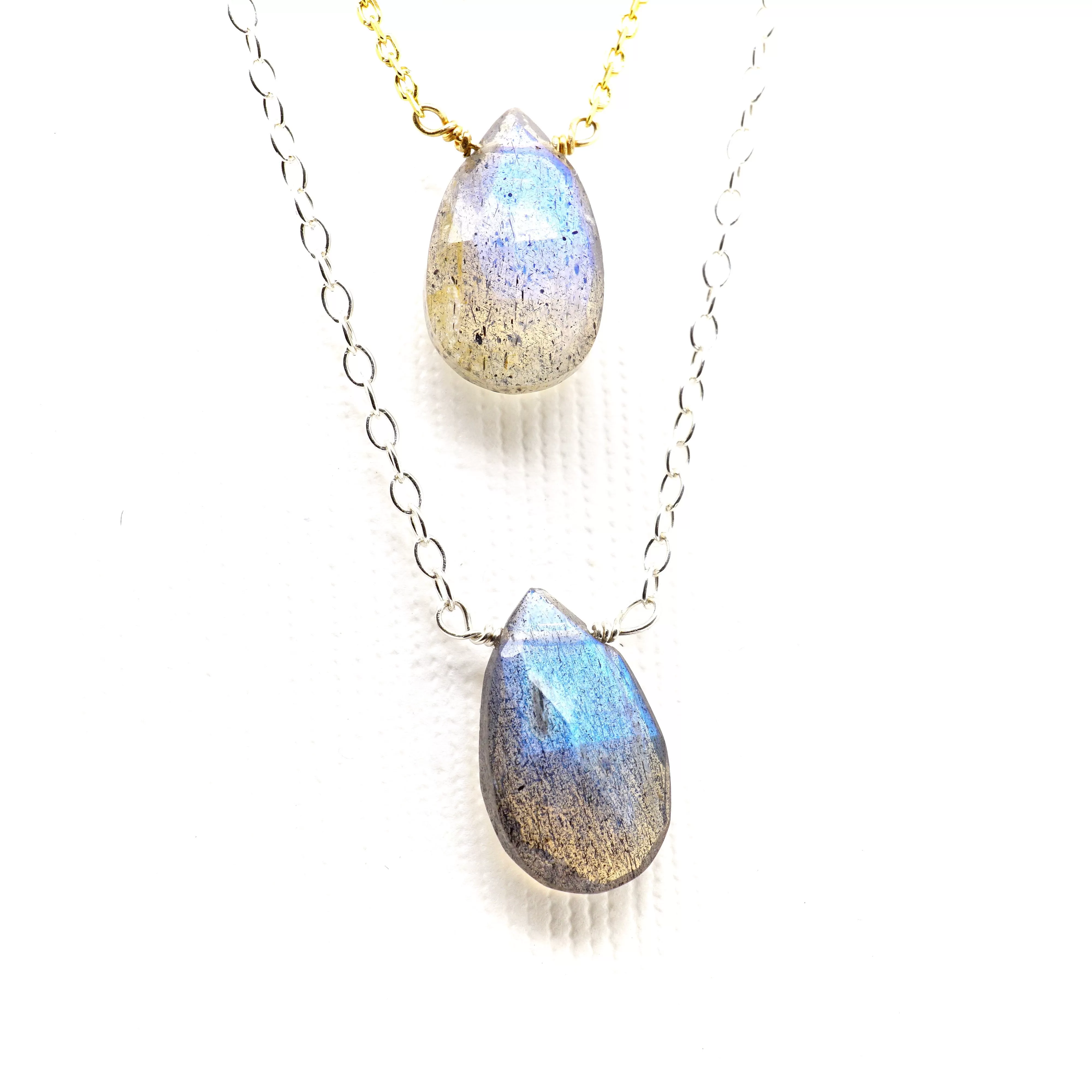 Pear Faceted Labradorite Briolette Necklace - Labradorite Layer Necklace