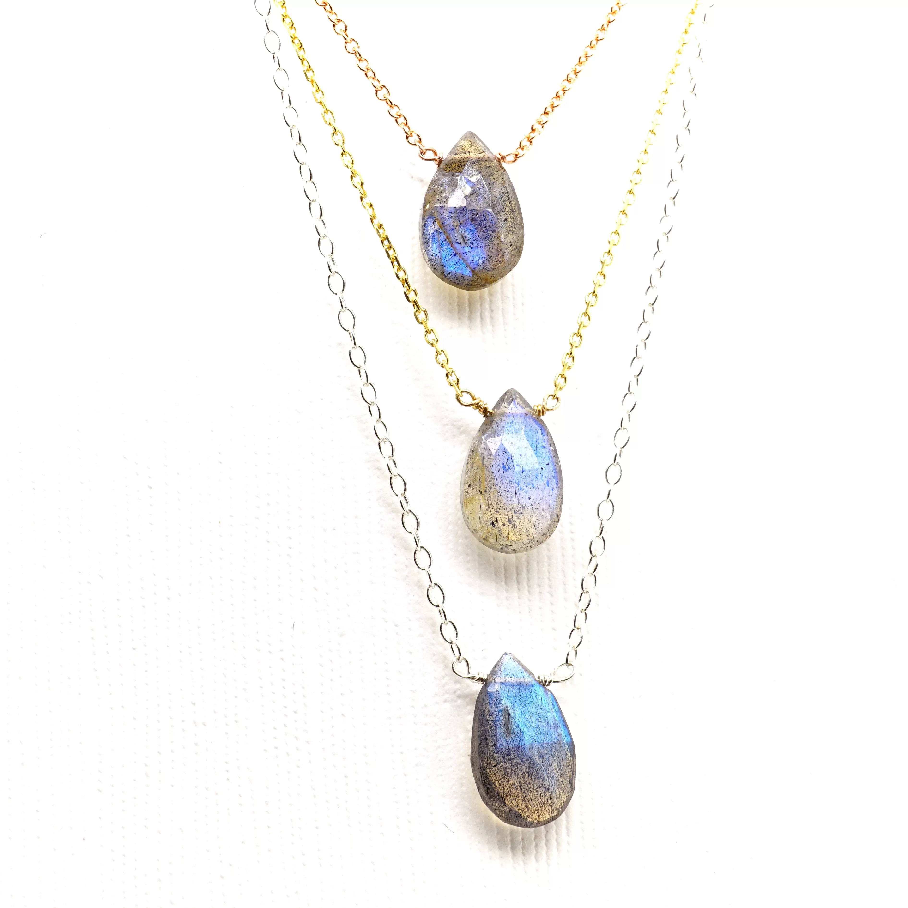 Pear Faceted Labradorite Briolette Necklace - Labradorite Layer Necklace