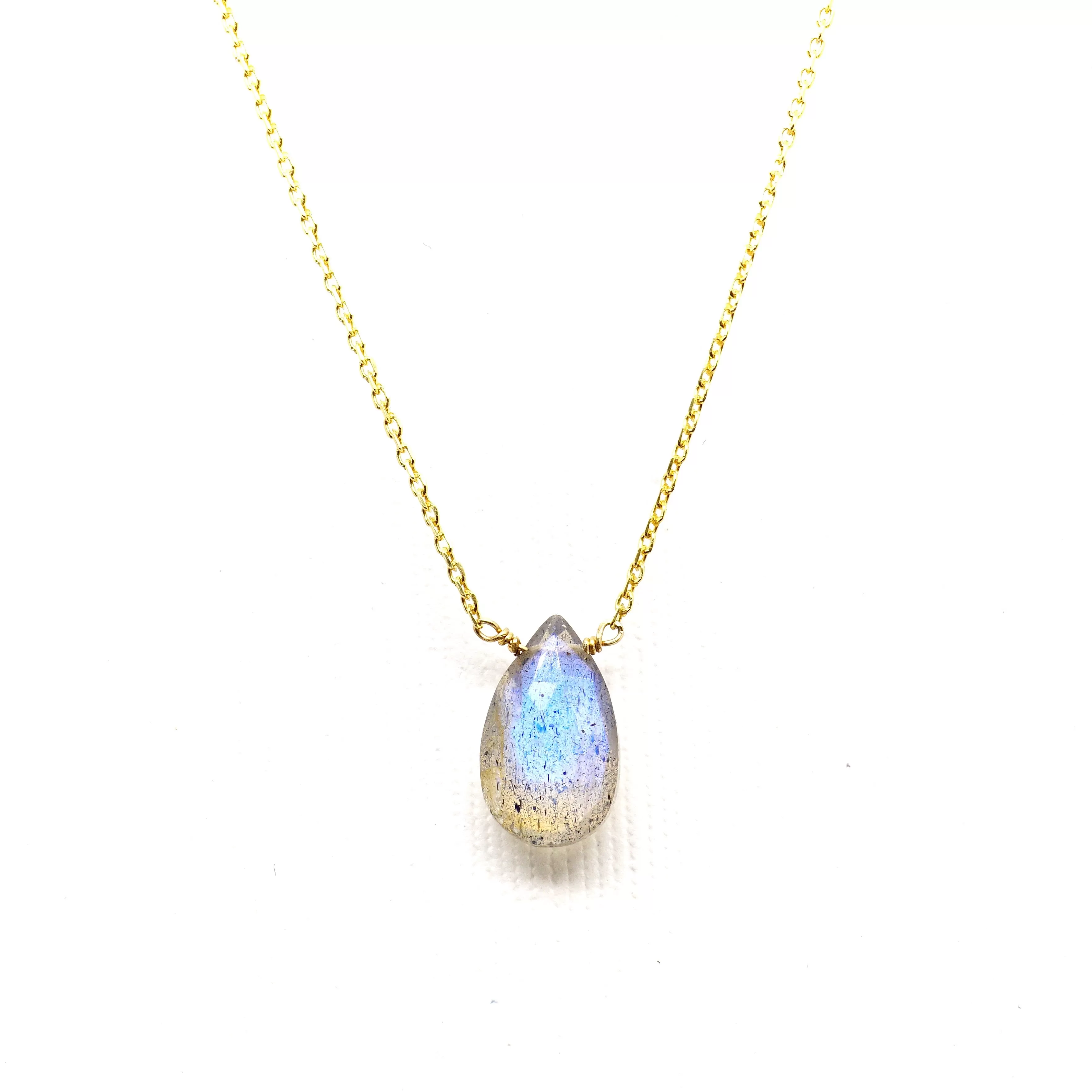 Pear Faceted Labradorite Briolette Necklace - Labradorite Layer Necklace