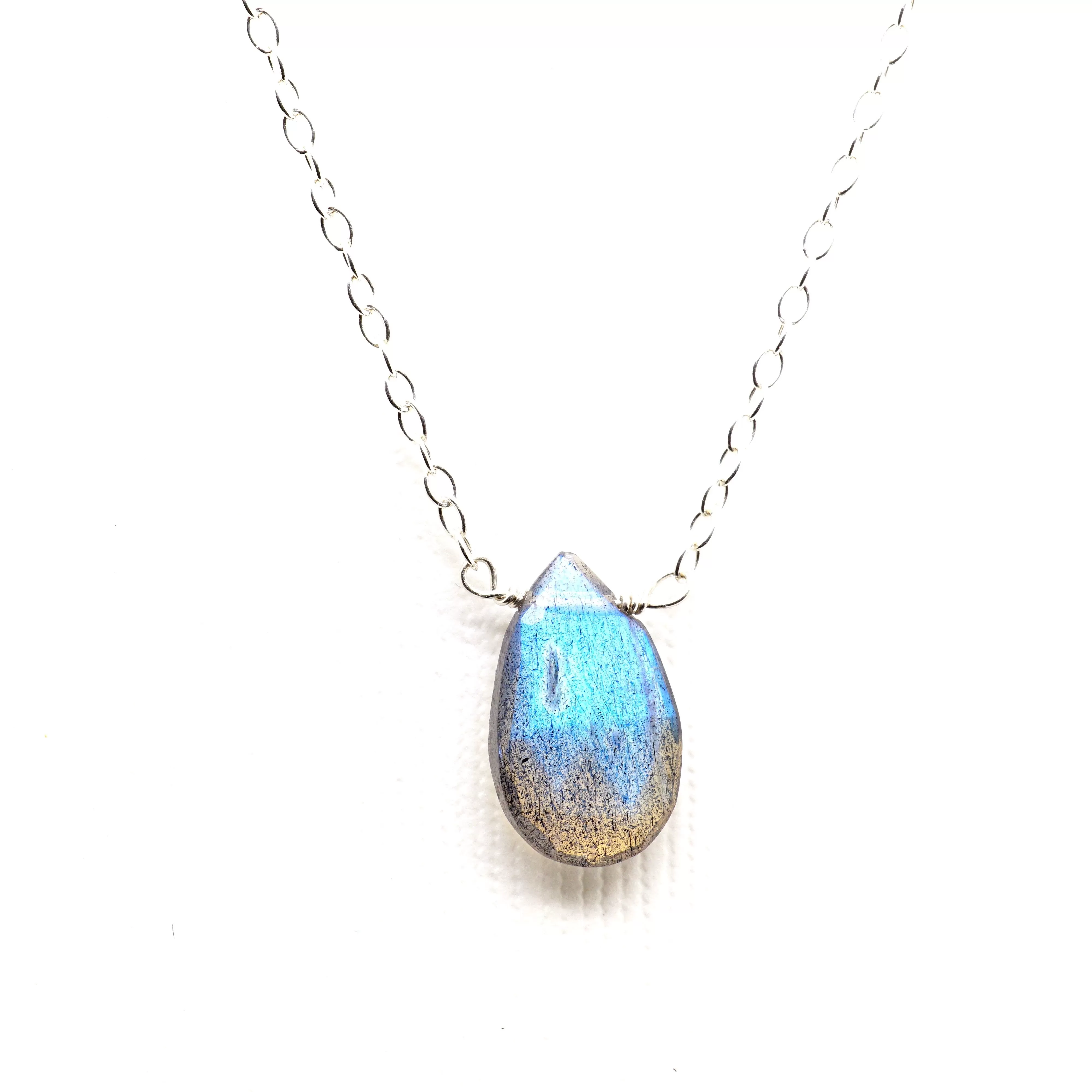 Pear Faceted Labradorite Briolette Necklace - Labradorite Layer Necklace