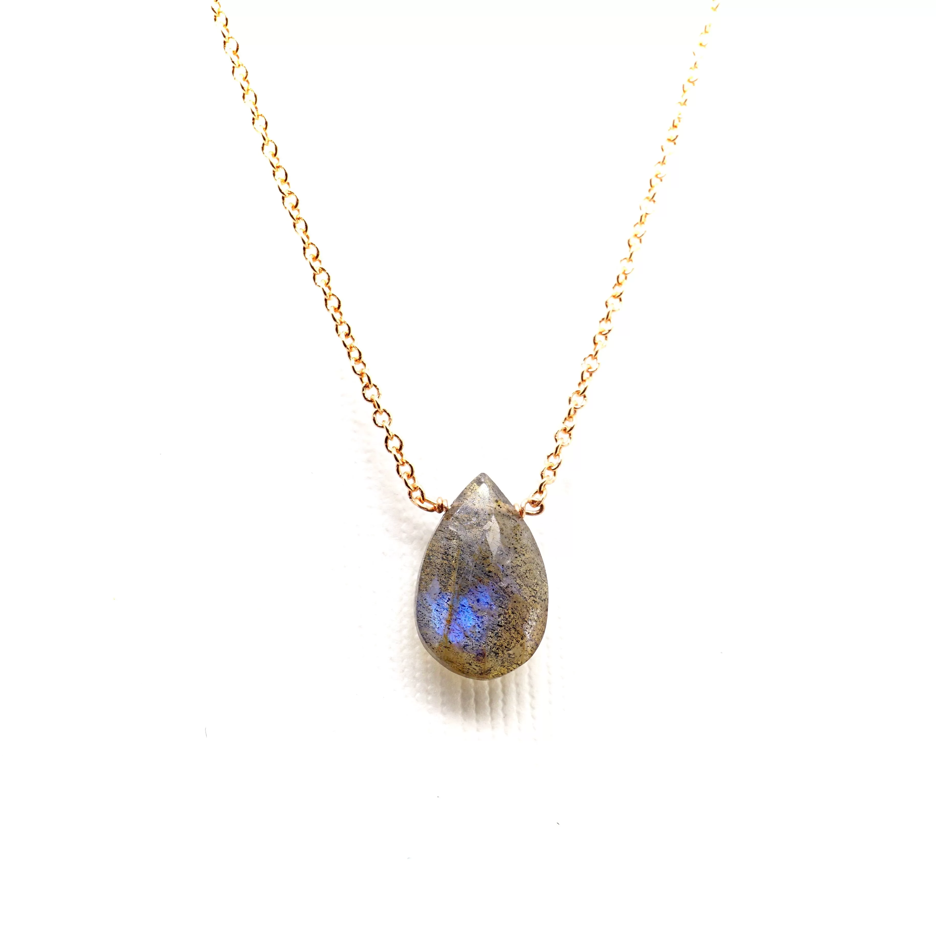 Pear Faceted Labradorite Briolette Necklace - Labradorite Layer Necklace