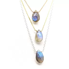 Pear Faceted Labradorite Briolette Necklace - Labradorite Layer Necklace