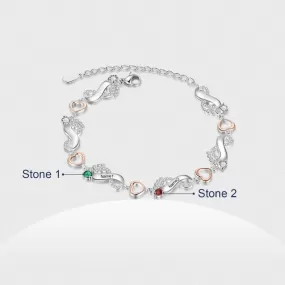 Personalized 2 Name And 2 Birthstone Baby Foot Bracelet