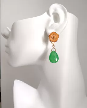 Pistil with Green Jade Stud Earrings