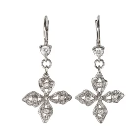 Platinum & Pave Diamond Lacy Choker Flower Earrings