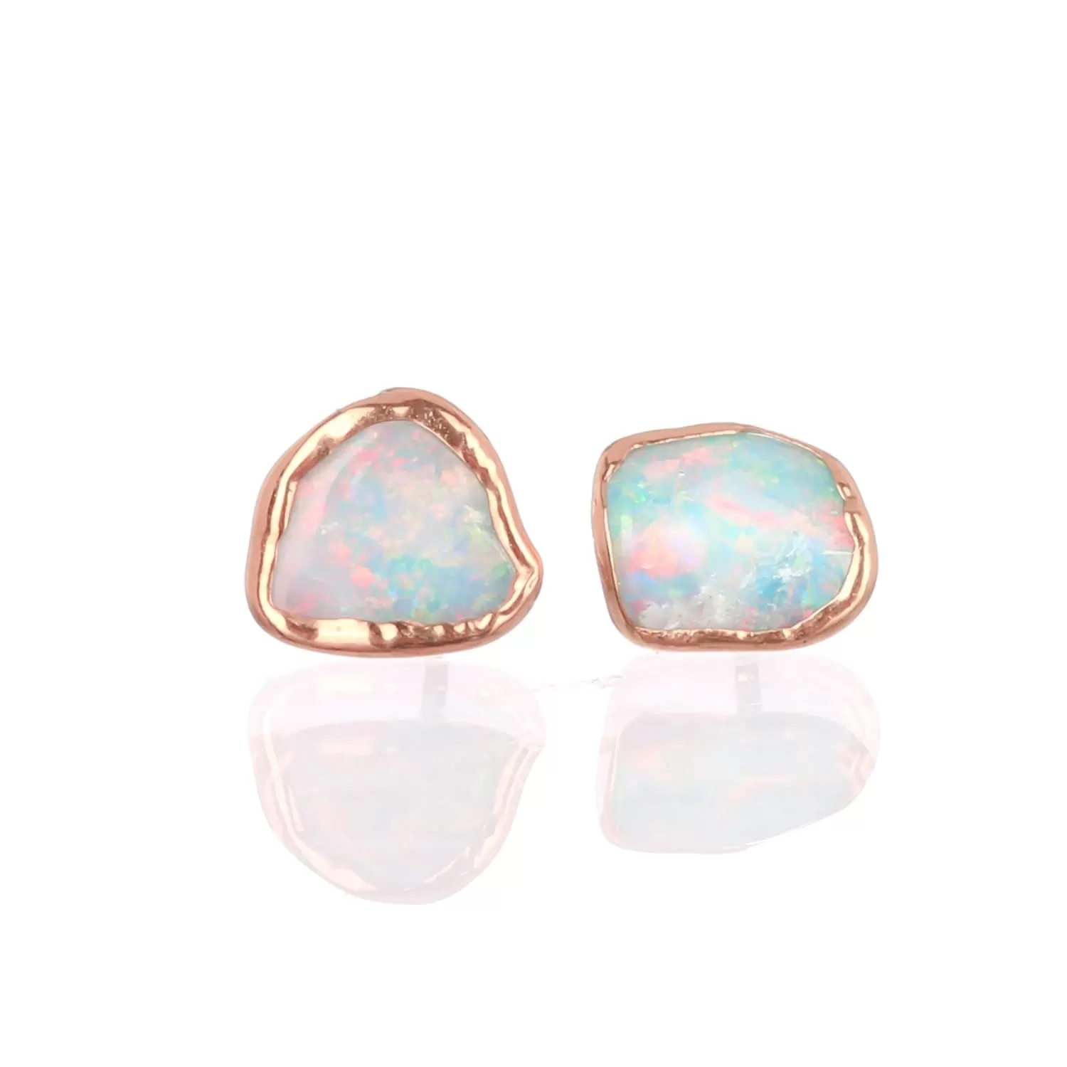 Raw Australian Opal Earrings in Rose Gold