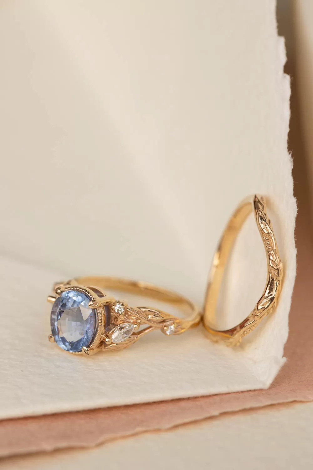 READY TO SHIP: Patricia ring set in 14K yellow gold, natural sapphire oval cut 8x6* mm, accent natural diamonds, AVAILABLE RING SIZES: 6-8US