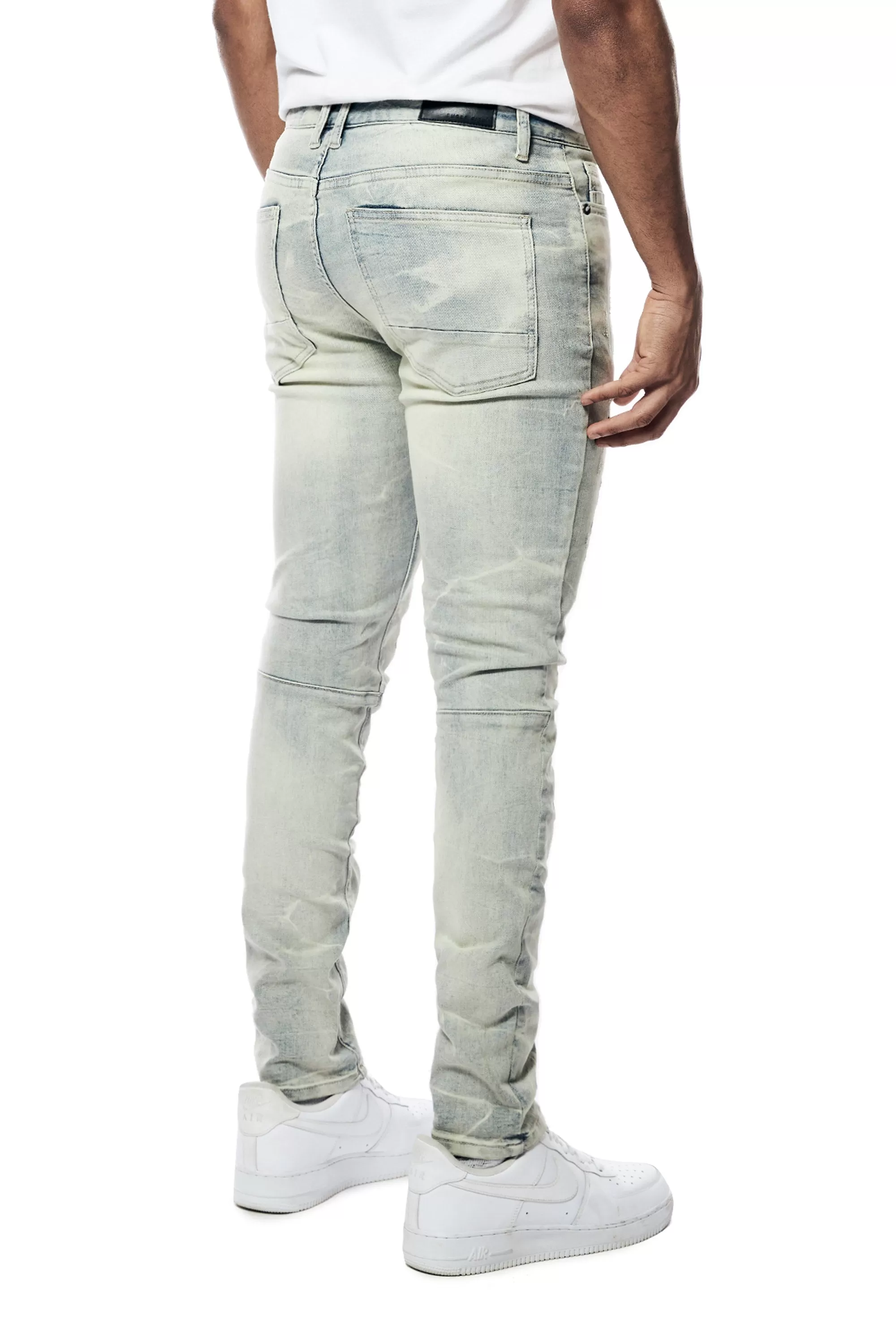 Rip & Repaired Lightning Washed Denim Jeans - Industrial Blue