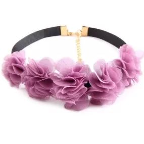 Rose Petal Soft Mauve Purple Choker Necklace