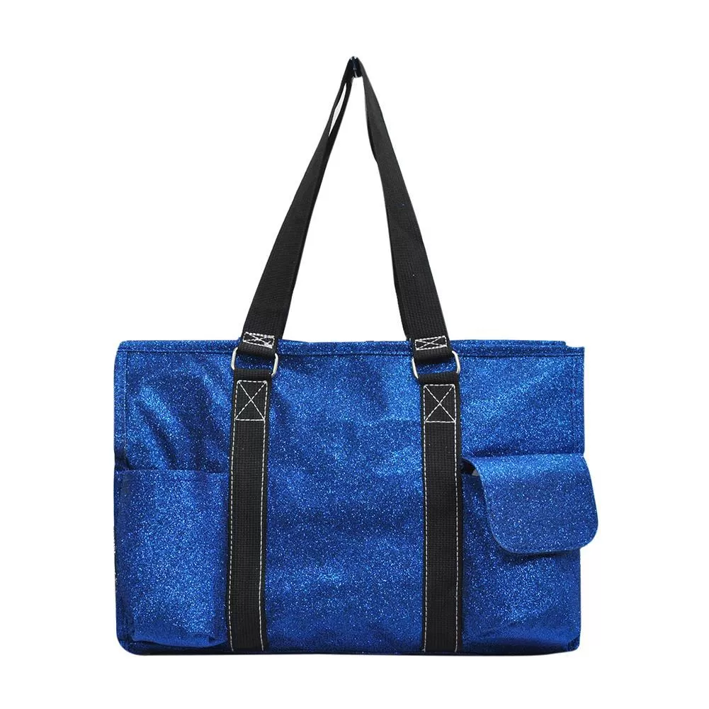 Royal Blue Glitter NGIL Zippered Caddy Organizer Tote Bag