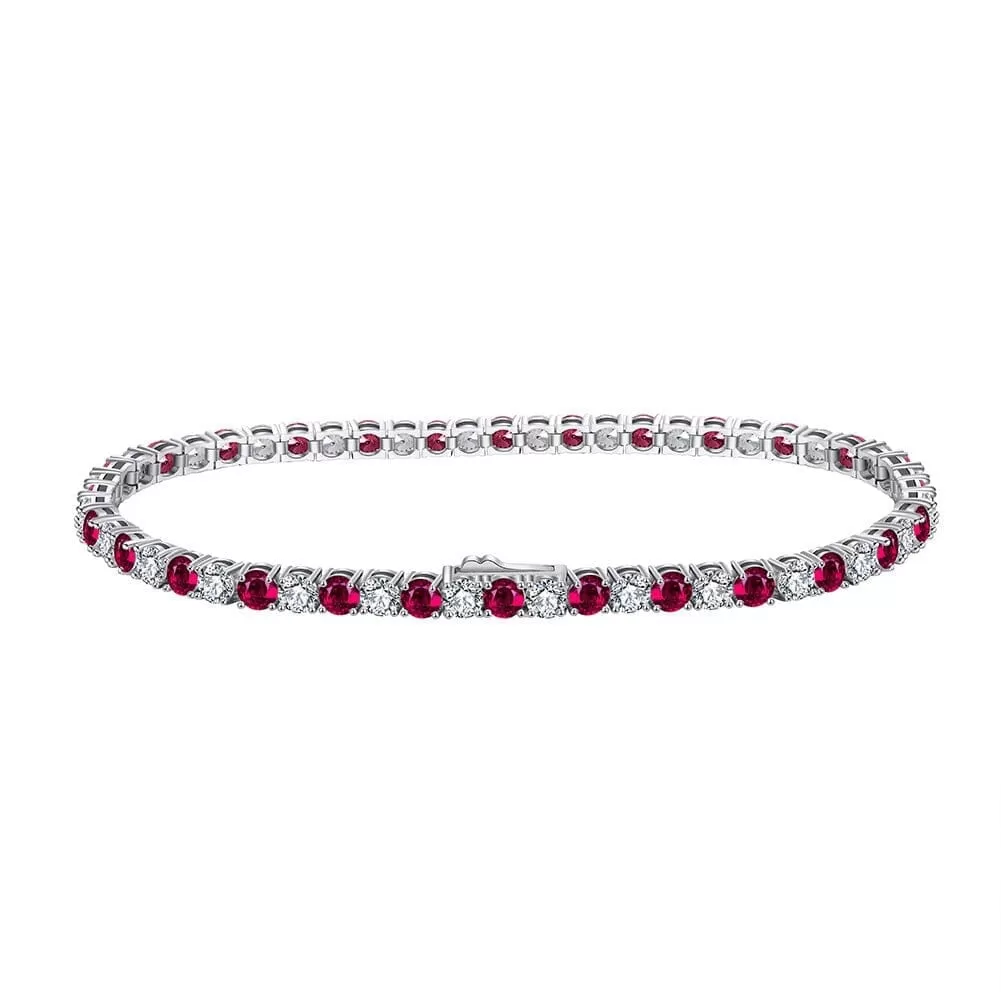 Ruby 925 Sterling Silver Tennis Bracelet