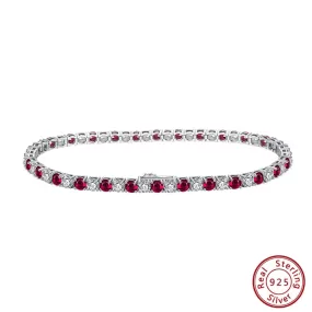 Ruby 925 Sterling Silver Tennis Bracelet