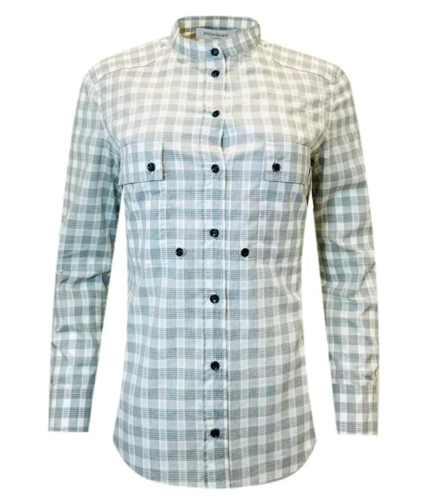 Saint Laurent Checked Cotton Shirt. Size 40FR