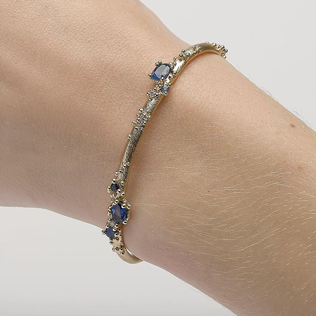 Sapphire and Diamond Encrusted Gold Cuff