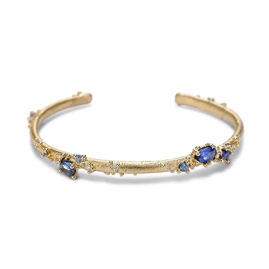 Sapphire and Diamond Encrusted Gold Cuff