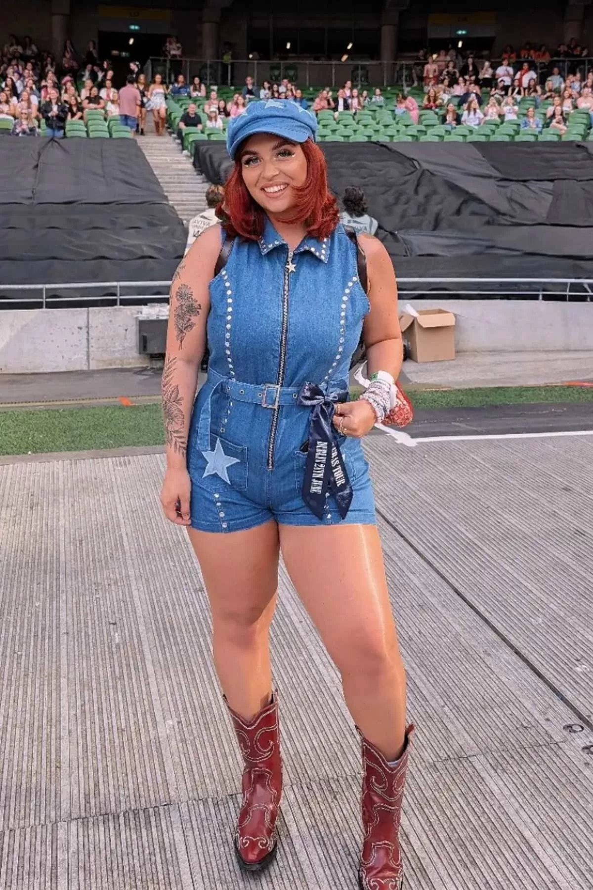 Showtime Denim Playsuit in Blue