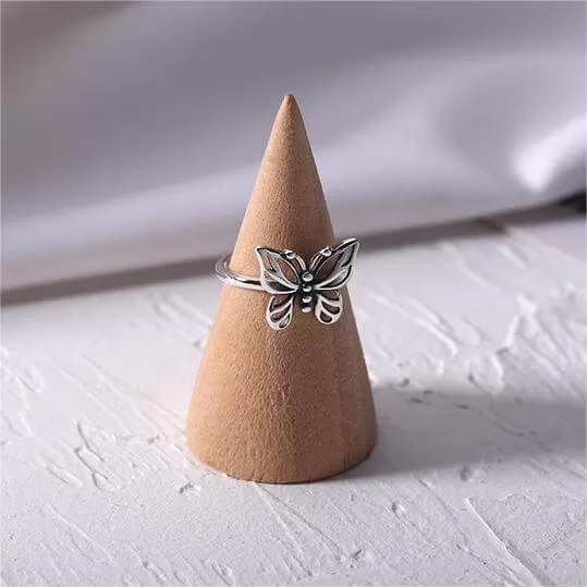 Silver Butterfly Cutout Plain Ring