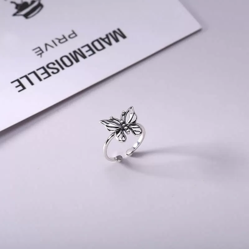 Silver Butterfly Cutout Plain Ring