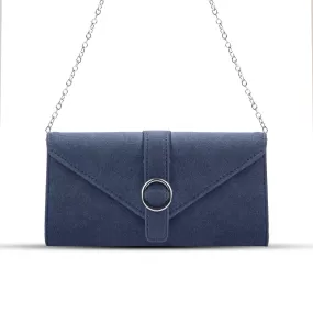 Sonata Blue suede clutch