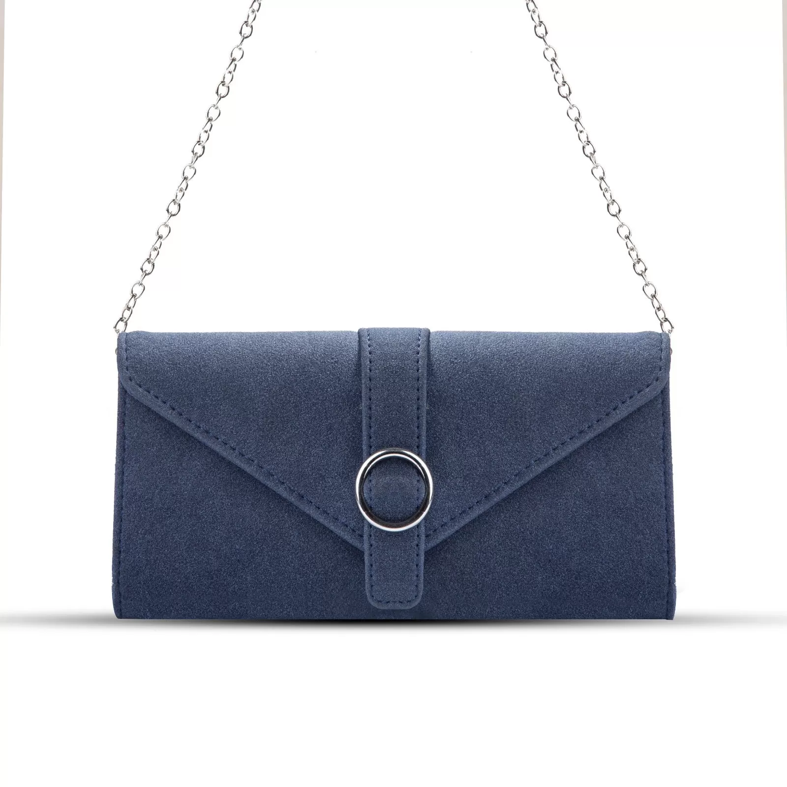 Sonata Blue suede clutch