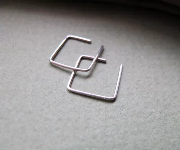 Square Hoops - Sterling Silver Square Earrings