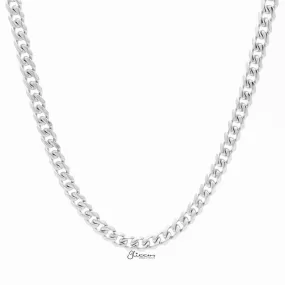 Stainless Steel Beveled Cuban Chain Necklaces - 7mm width