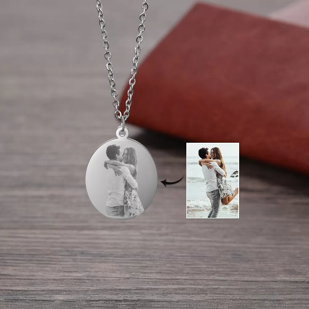 Stainless Steel Custom Photo Oval Pendant Necklace