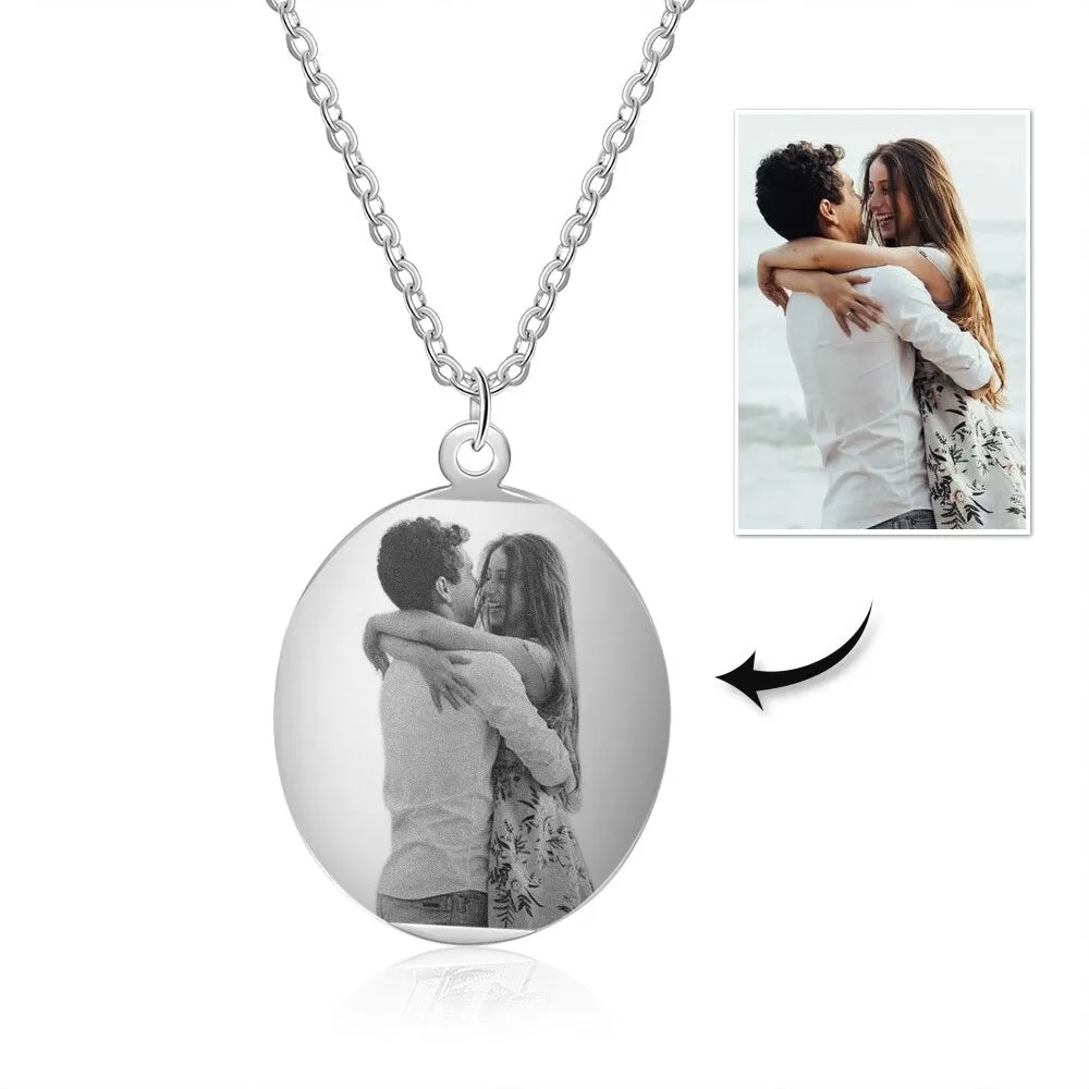 Stainless Steel Custom Photo Oval Pendant Necklace