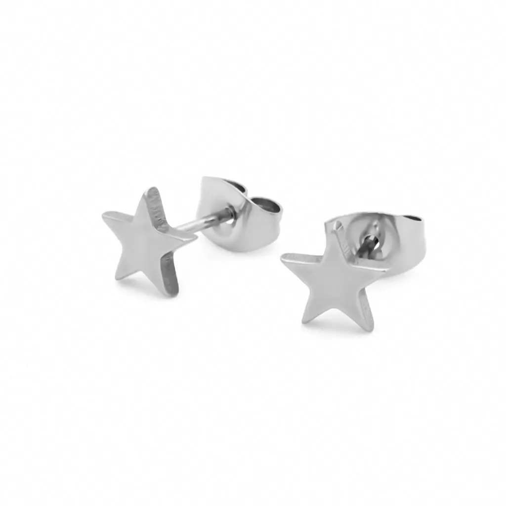 Stainless Steel Star Stud Earrings