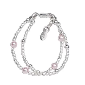 Sterling Silver Double Strand Pearl Bracelet for Toddlers and Kids