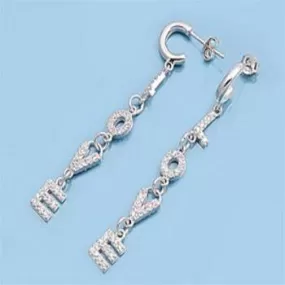 Sterling Silver LOVE Earrings with CZ Stones