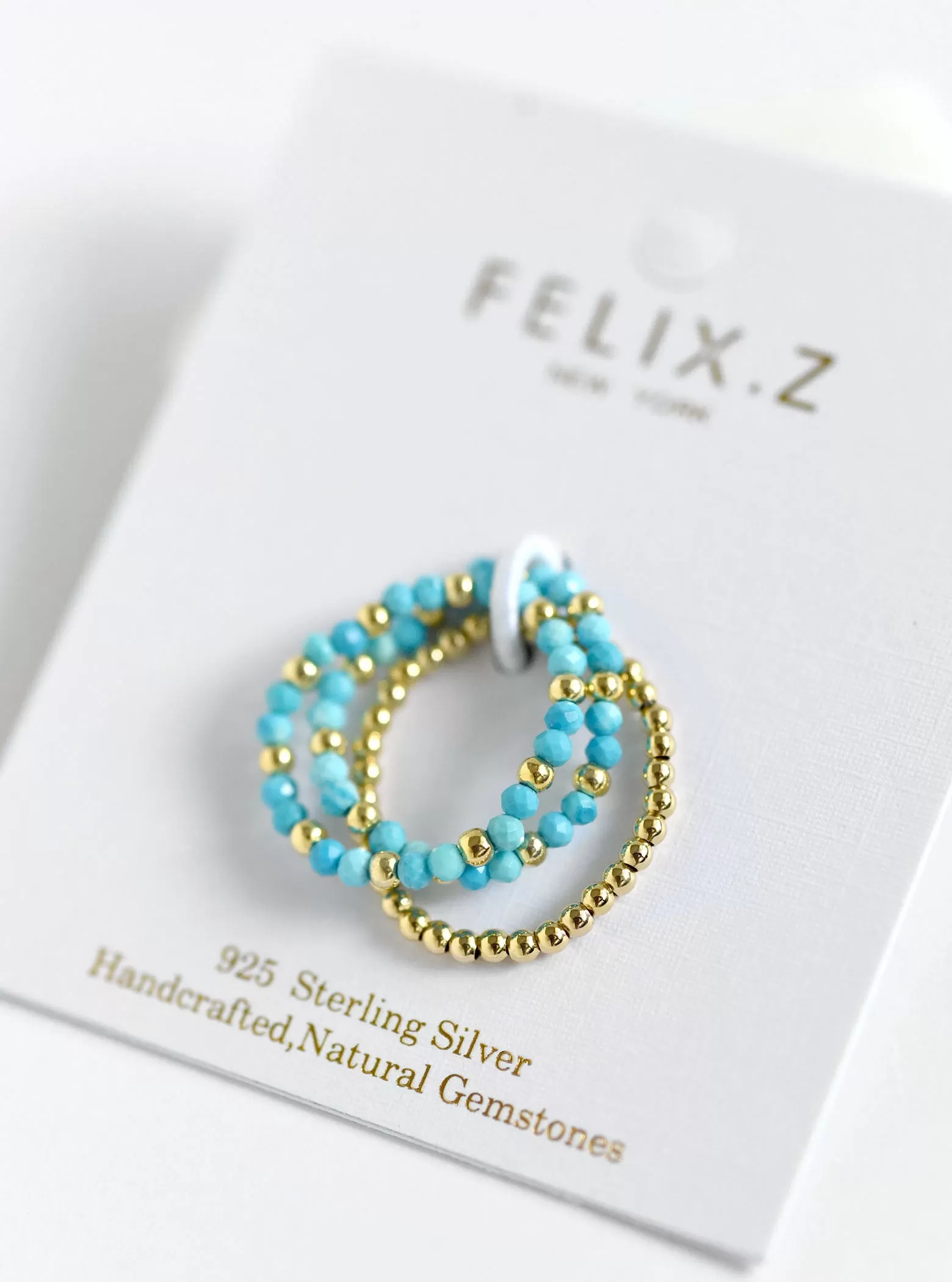 Stretchable Beaded Ring Set Of 3