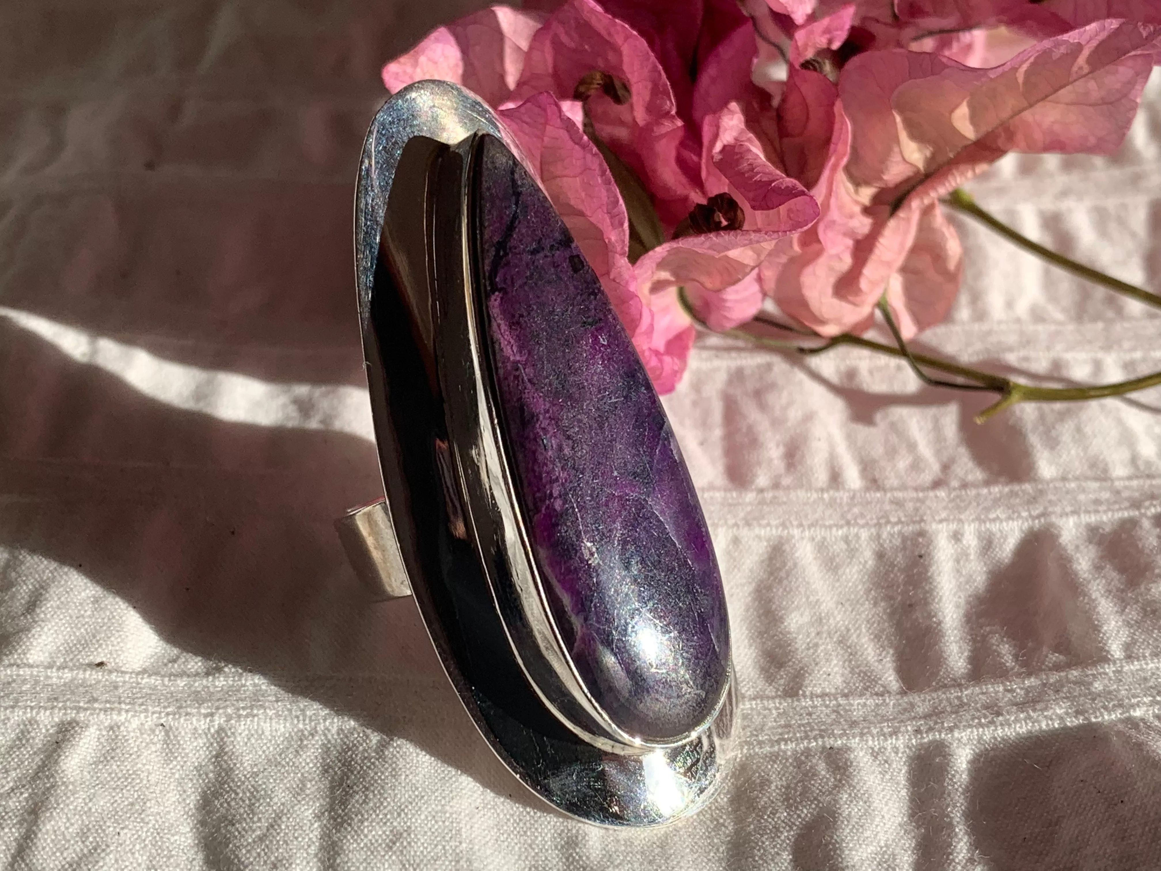 Sugilite Dinah Ring - XLong Skinny Teardrop (US 9)