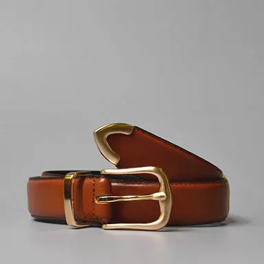 Surry Hills | Women's Tan Leather Belt with Gold Buckle