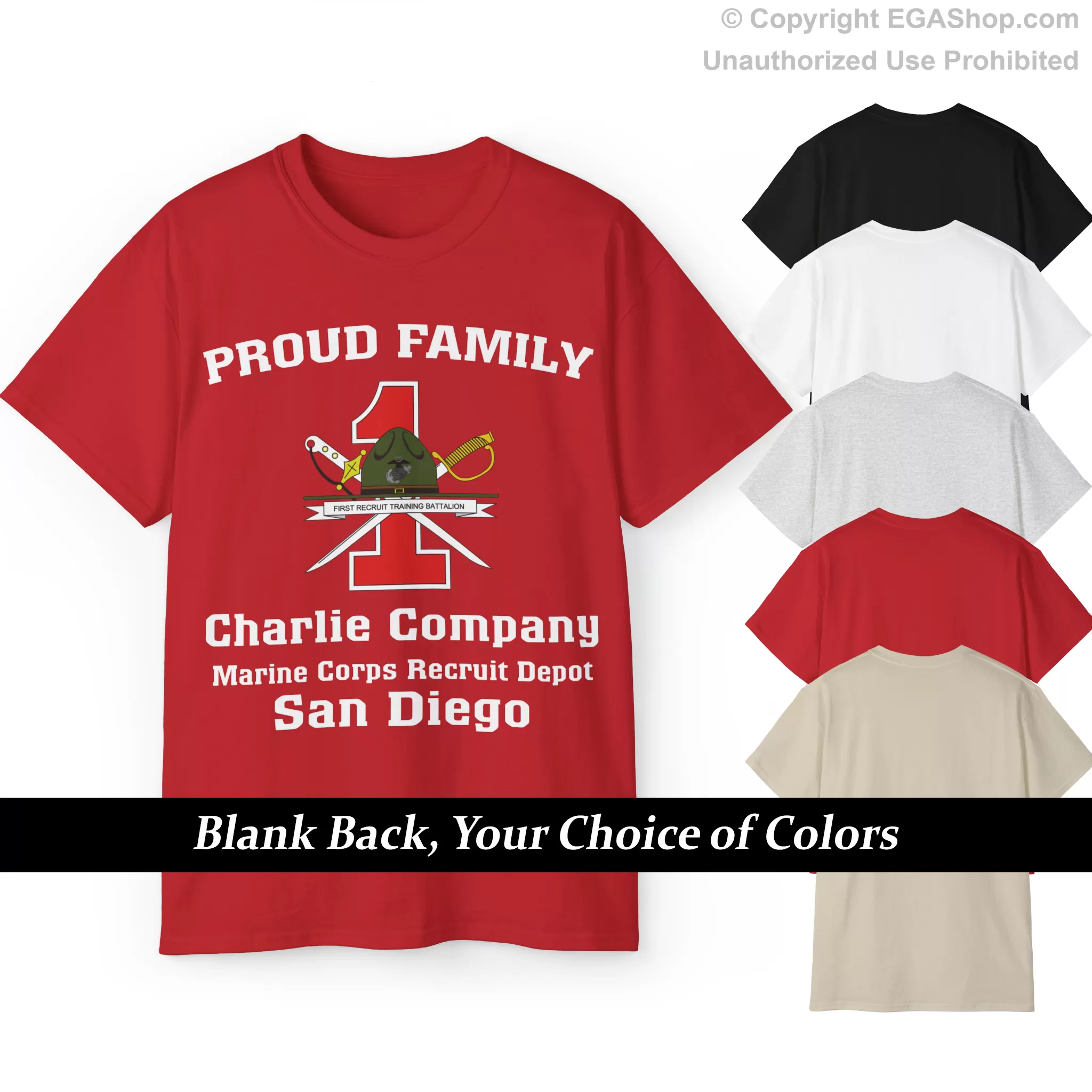 T-Shirt: Charlie Co. MCRD San Diego (1st Battalion Crest)