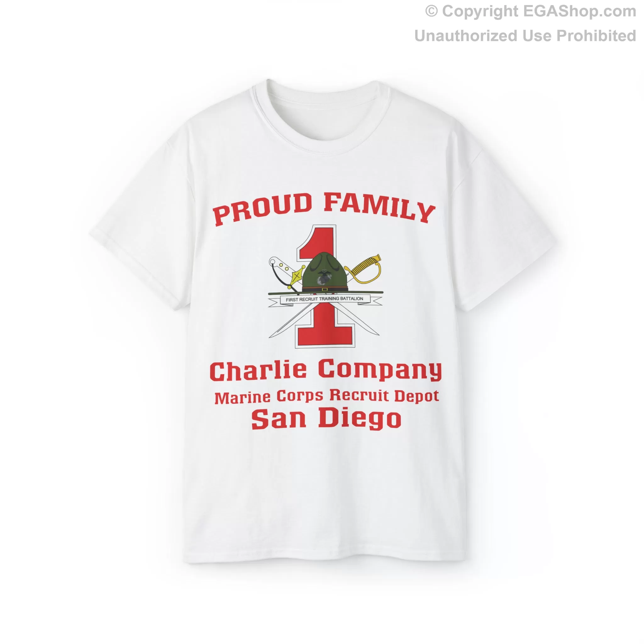 T-Shirt: Charlie Co. MCRD San Diego (1st Battalion Crest)