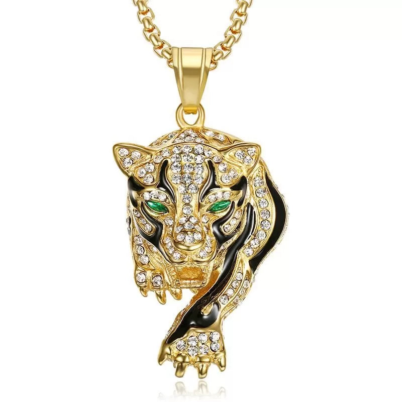 Tiger Rhinestone Pendant Necklace