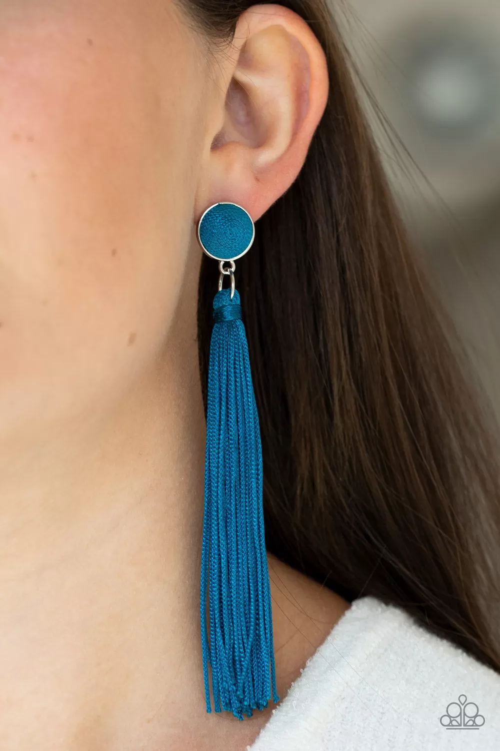 Tightrope Tassel Blue-Earrings