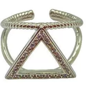 Triangle Silver Color Ring Rhinestones Adjustable Size