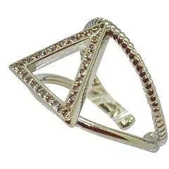 Triangle Silver Color Ring Rhinestones Adjustable Size