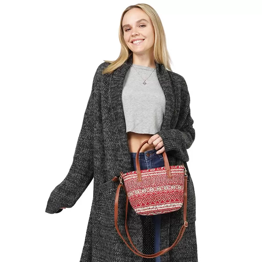 Tribal Patterned Tote Crossbody Bag