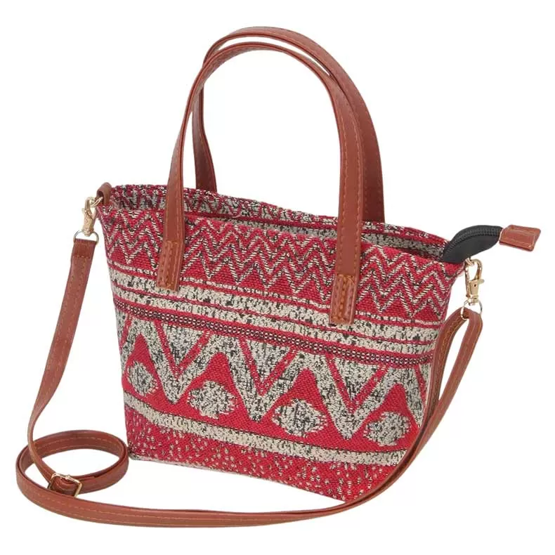 Tribal Patterned Tote Crossbody Bag