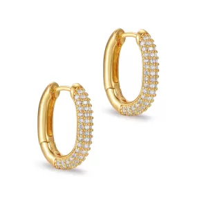 U Shape Half CZ Hoop Earrings