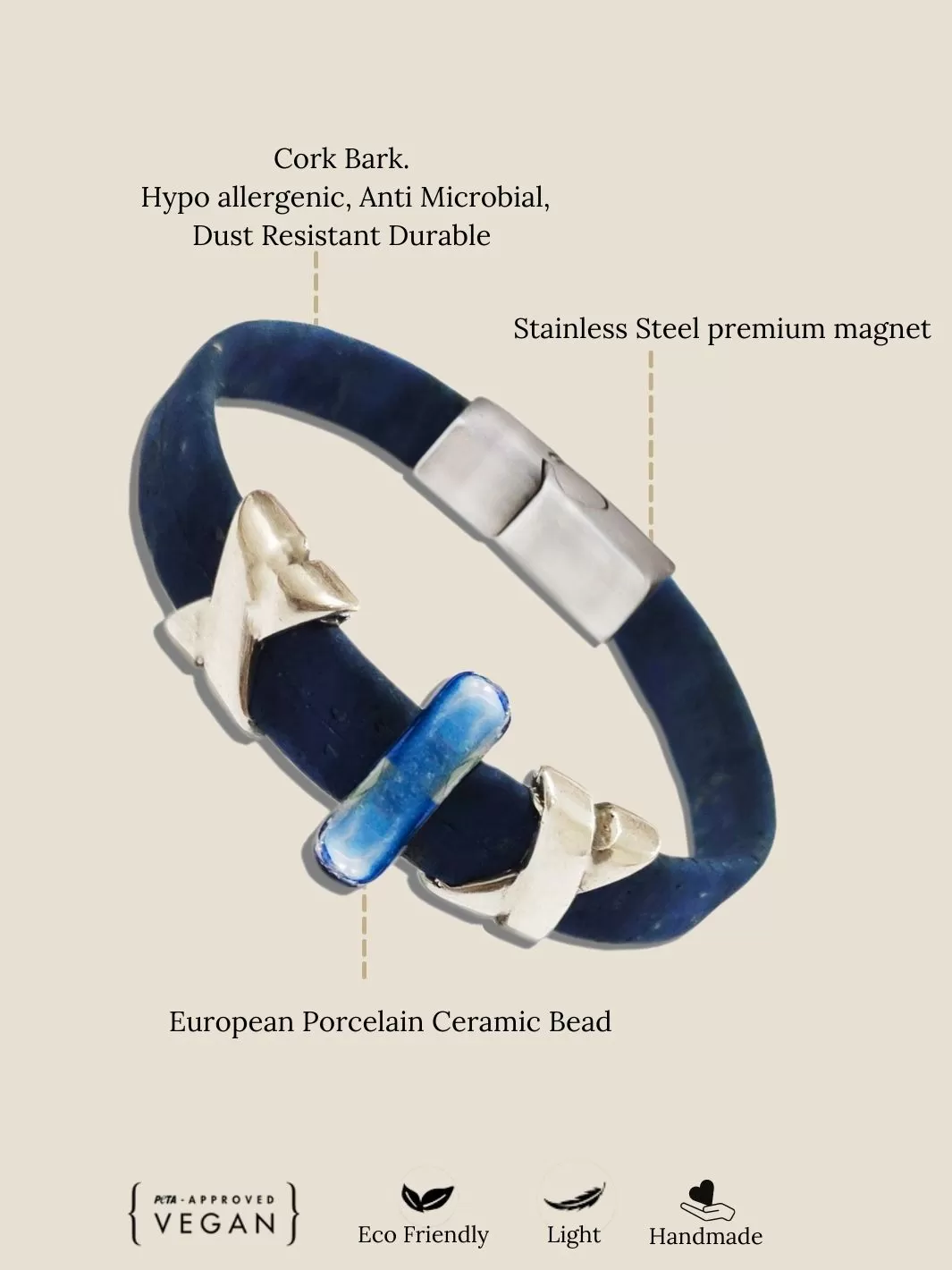 Vegan Cork Arctic Frost Bracelet