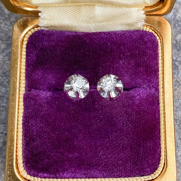 Vintage Diamond Stud Earrings, 0.58ctw.