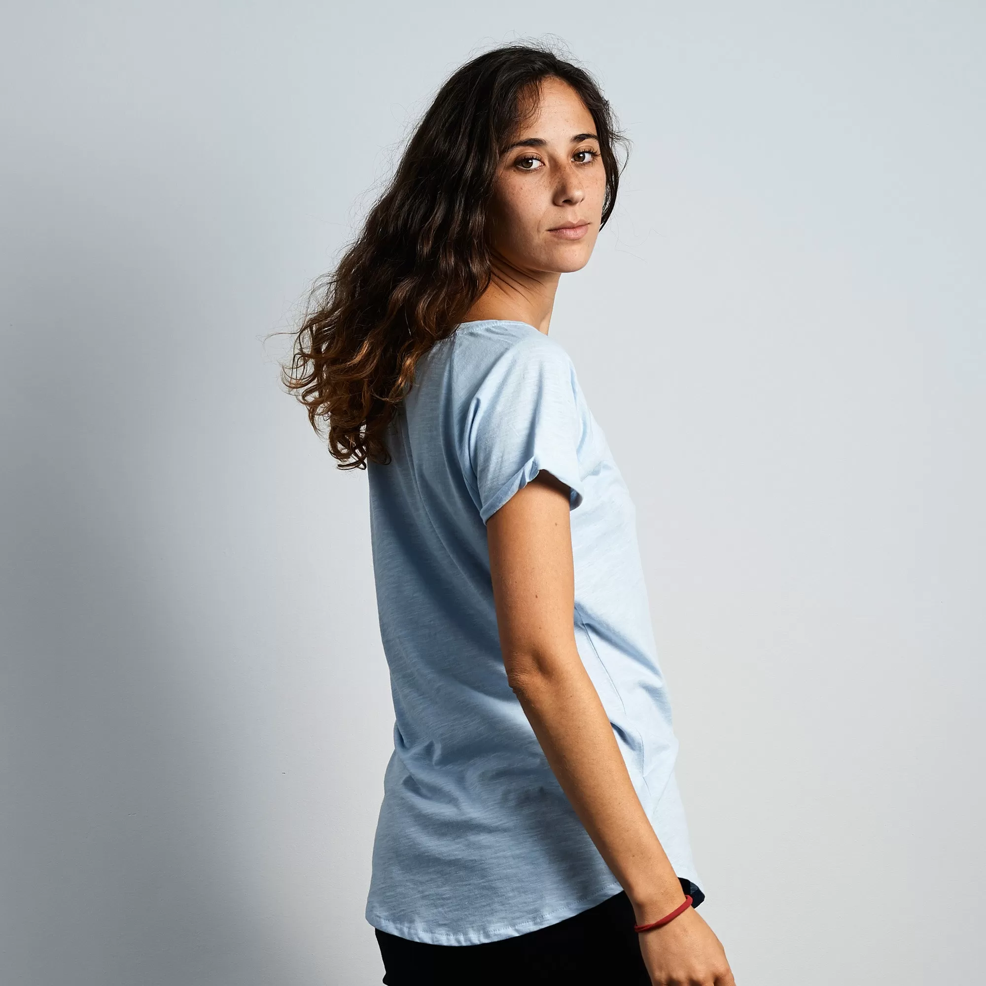 V- Neck Tee Wax Patch - Soft Blue