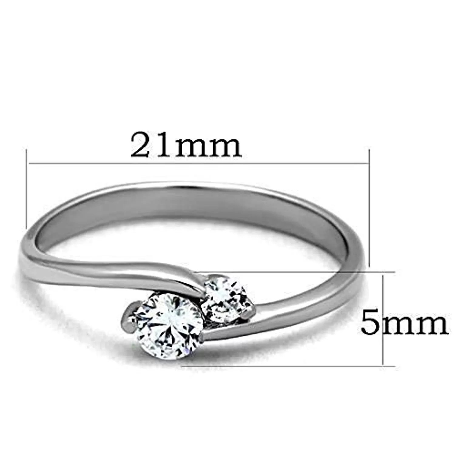 WildKlass Stainless Steel Ring High Polished (no Plating) Women AAA Grade CZ Clear